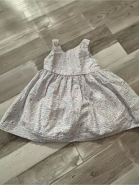 Ralph Lauren Blue and White Striped Dress with Pink Floral Accent